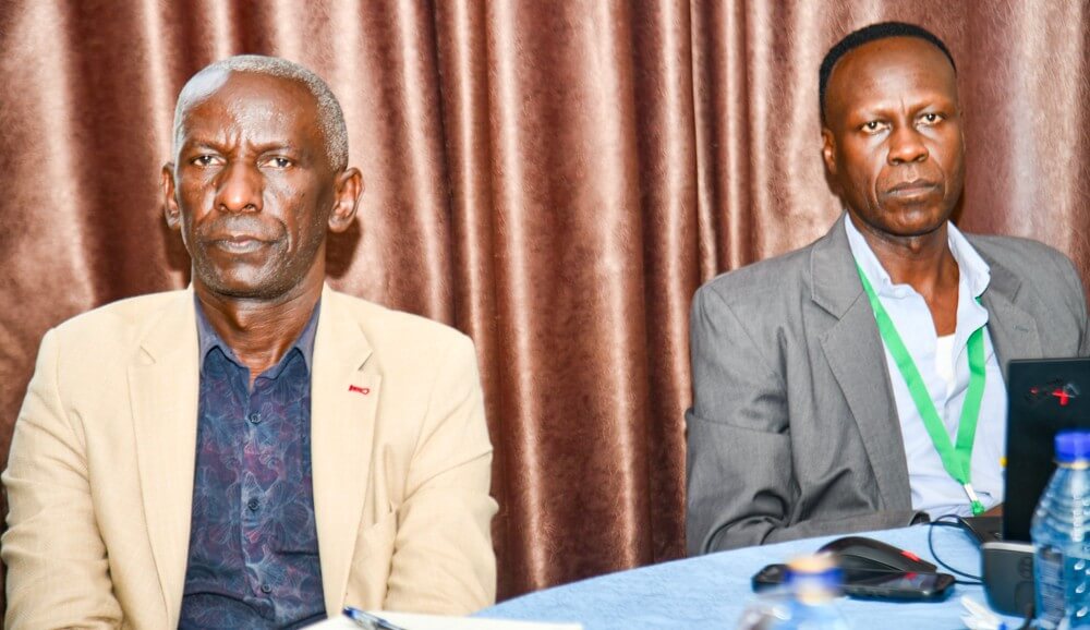 Dr. Yona Baguma (L), Director General of the National Agricultural Research Organization (NARO), Uganda and ASARECA’s Moses Odeke. Dr. Baguma noted the importance of looping in the Private Sector into the CAADP processes.